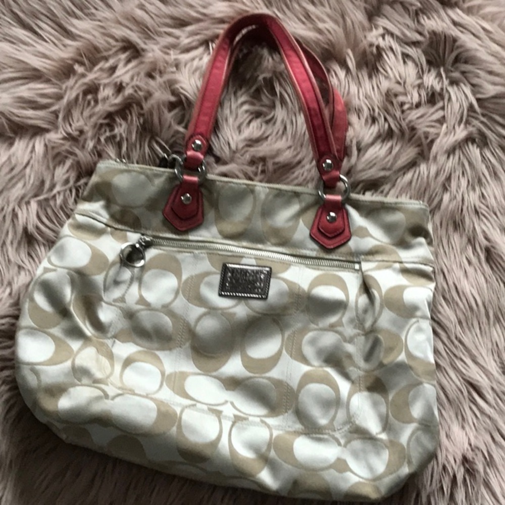 Pink and tan coach bag